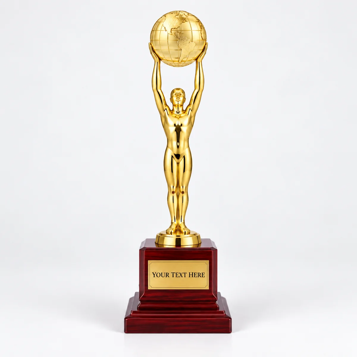 Gold Victory Figure Globe Trophy